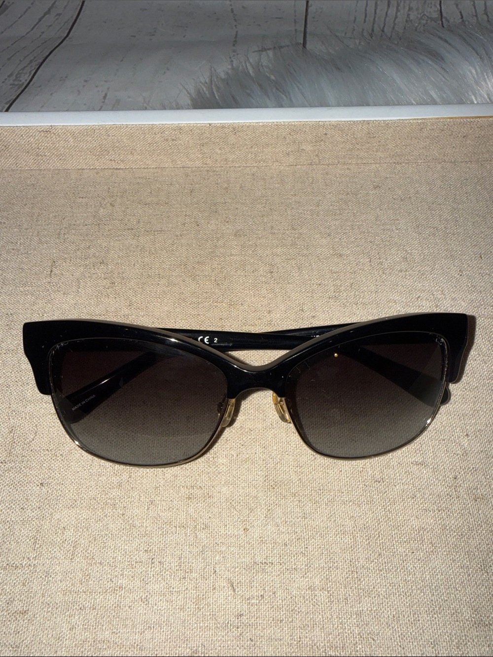 kate spade Black Cat-Eye Sunglasses with Gradient Smoke Lenses
